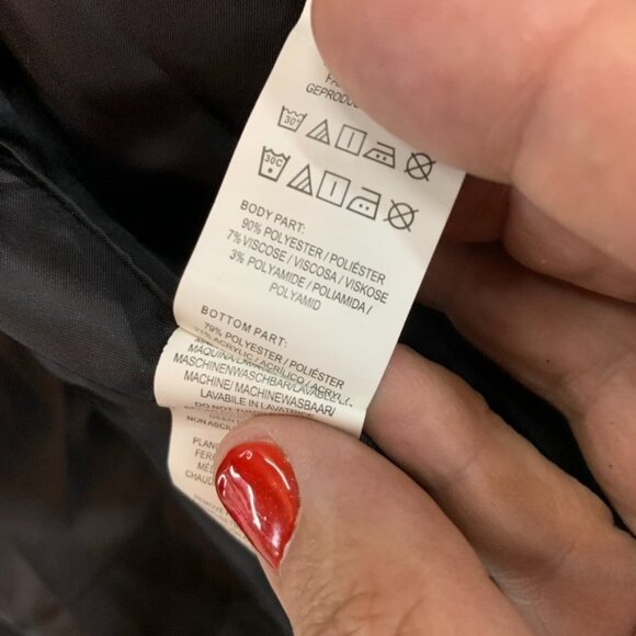 Atmosphere Womens 12 Pea Coat Black White Woolen Mid Length Faux Leather Sleeves - Picture 8 of 16